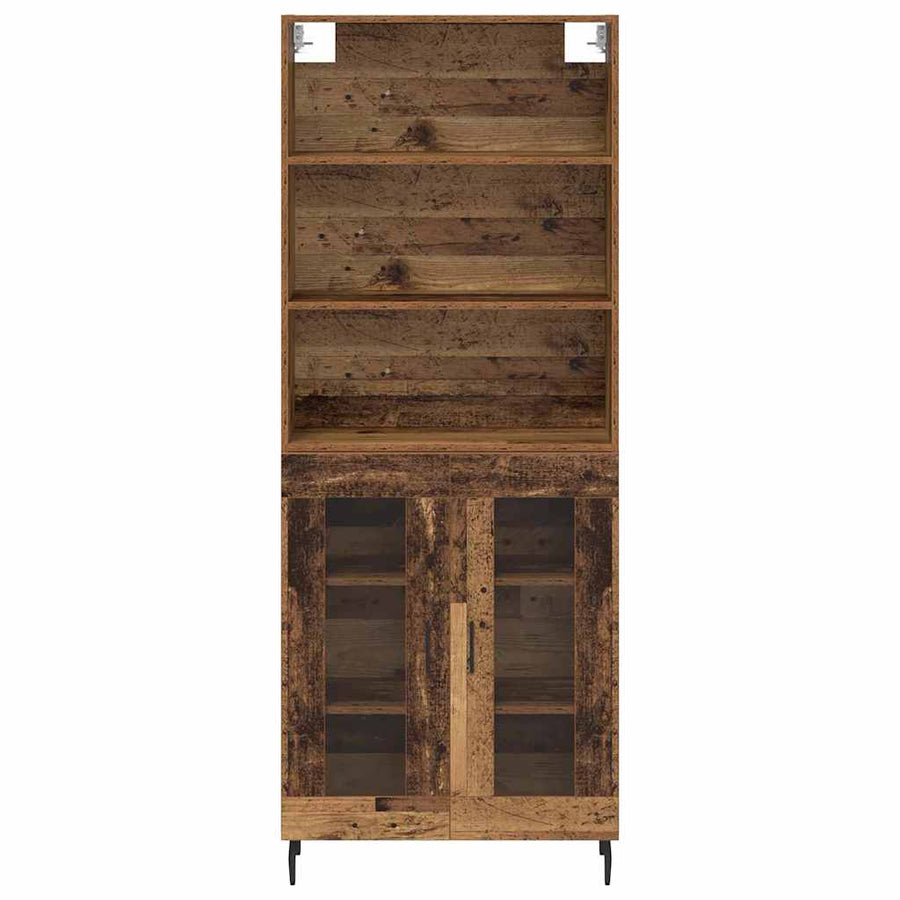 Hoge kast Oud Hout 69,5 x 34 x 180 cm Geengineerd Hout en Glas