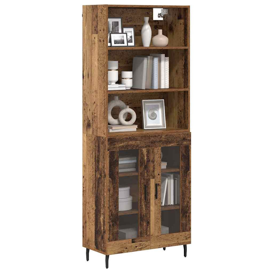 Hoge kast Oud Hout 69,5 x 34 x 180 cm Geengineerd Hout en Glas