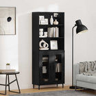 Hoge kast zwart eiken 69,5x34x180 cm