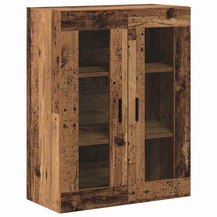 Highboard 2 pcs Oud Hout Geengineerd Hout en Glas