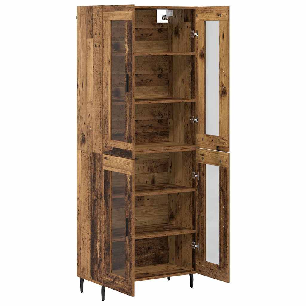 Highboard 2 pcs Oud Hout Geengineerd Hout en Glas