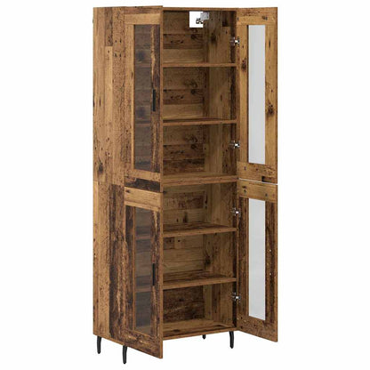 Highboard 2 pcs Oud Hout Geengineerd Hout en Glas