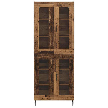 Highboard 2 pcs Oud Hout Geengineerd Hout en Glas