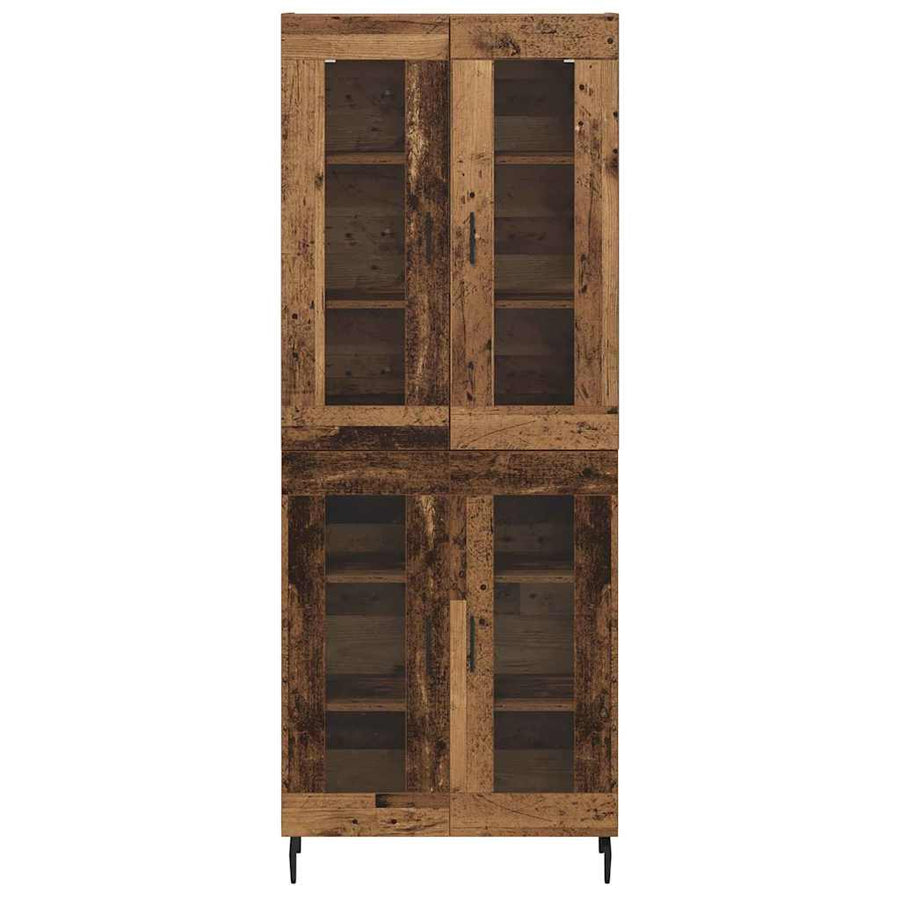 Highboard 2 pcs Oud Hout Geengineerd Hout en Glas