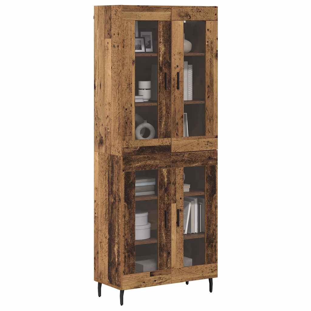 Highboard 2 pcs Oud Hout Geengineerd Hout en Glas