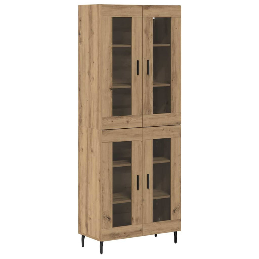 Highboard 2 pcs Artisan Eiken Geengineerd Hout en Glas
