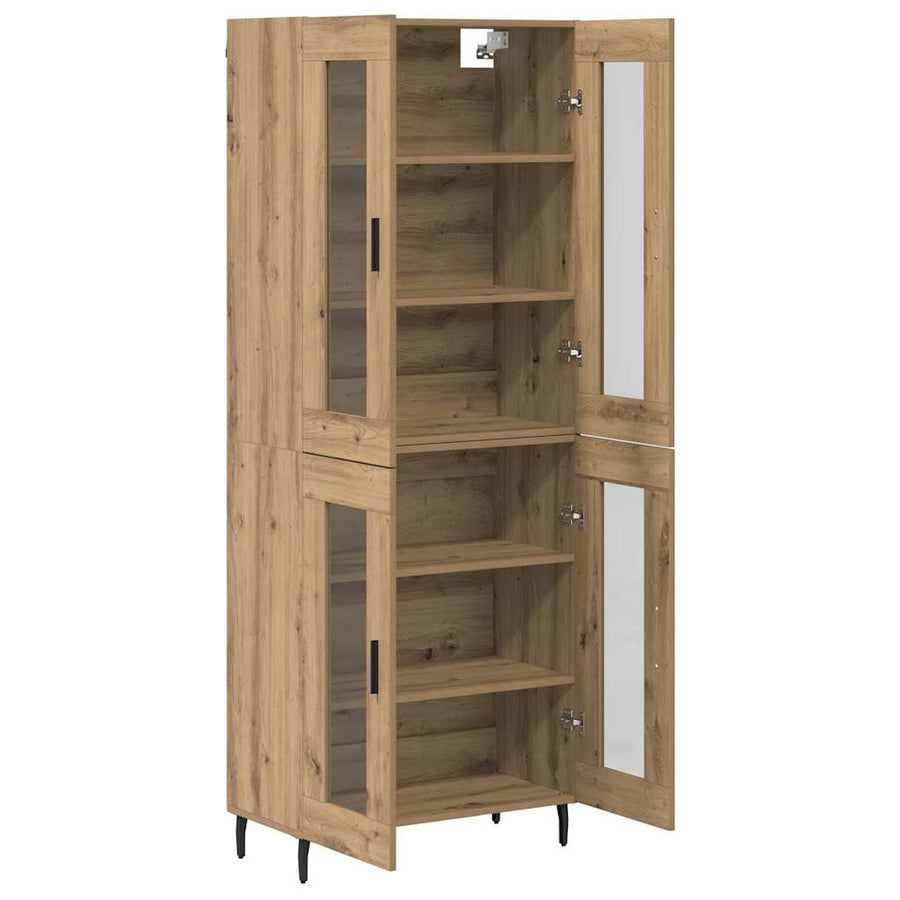 Highboard 2 pcs Artisan Eiken Geengineerd Hout en Glas