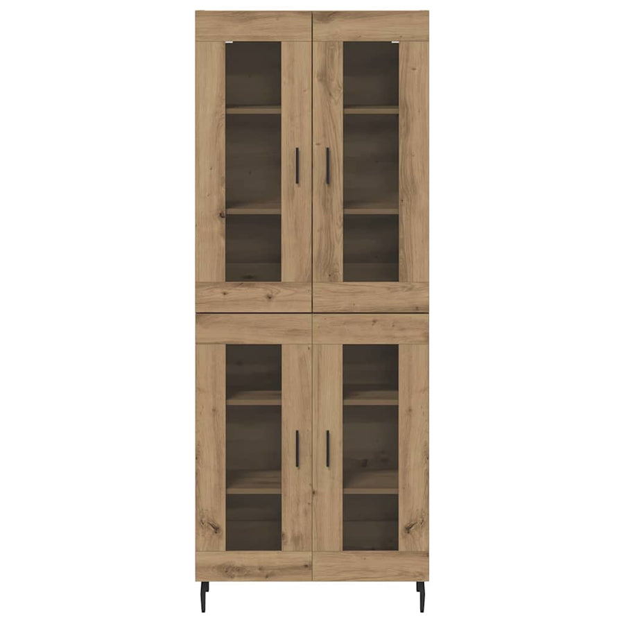 Highboard 2 pcs Artisan Eiken Geengineerd Hout en Glas
