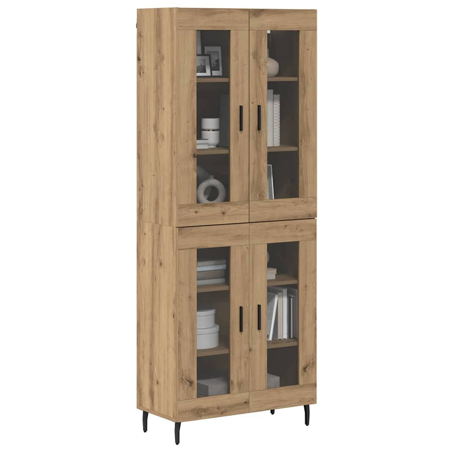 Highboard 2 pcs Artisan Eiken Geengineerd Hout en Glas