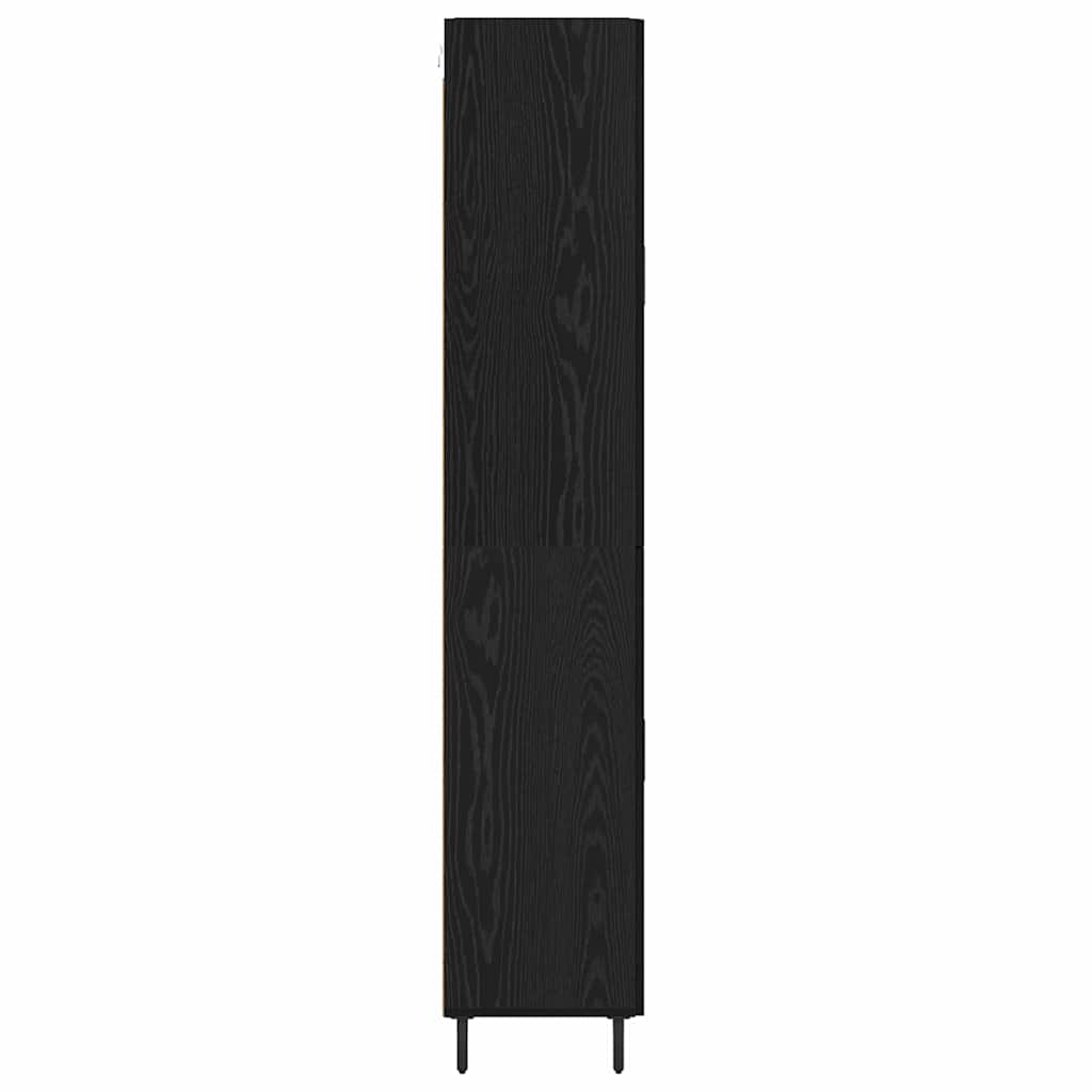 Hoge kast 2 pcs Zwart Eiken Geengineerd Hout en Glas