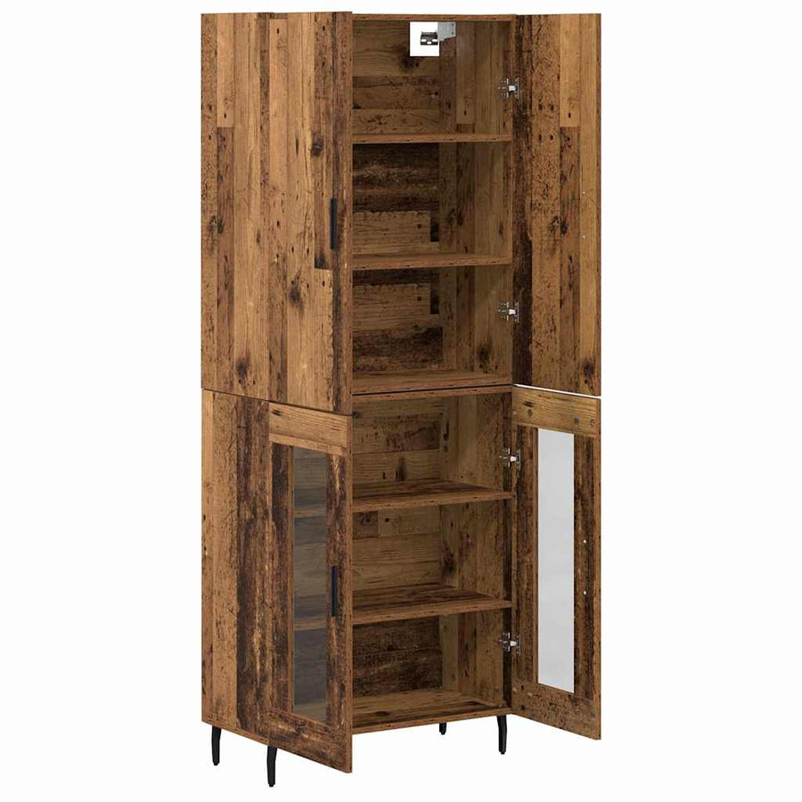 Hoge kast Oud hout 69,5 x 34 x 180 cm Bewerkt hout