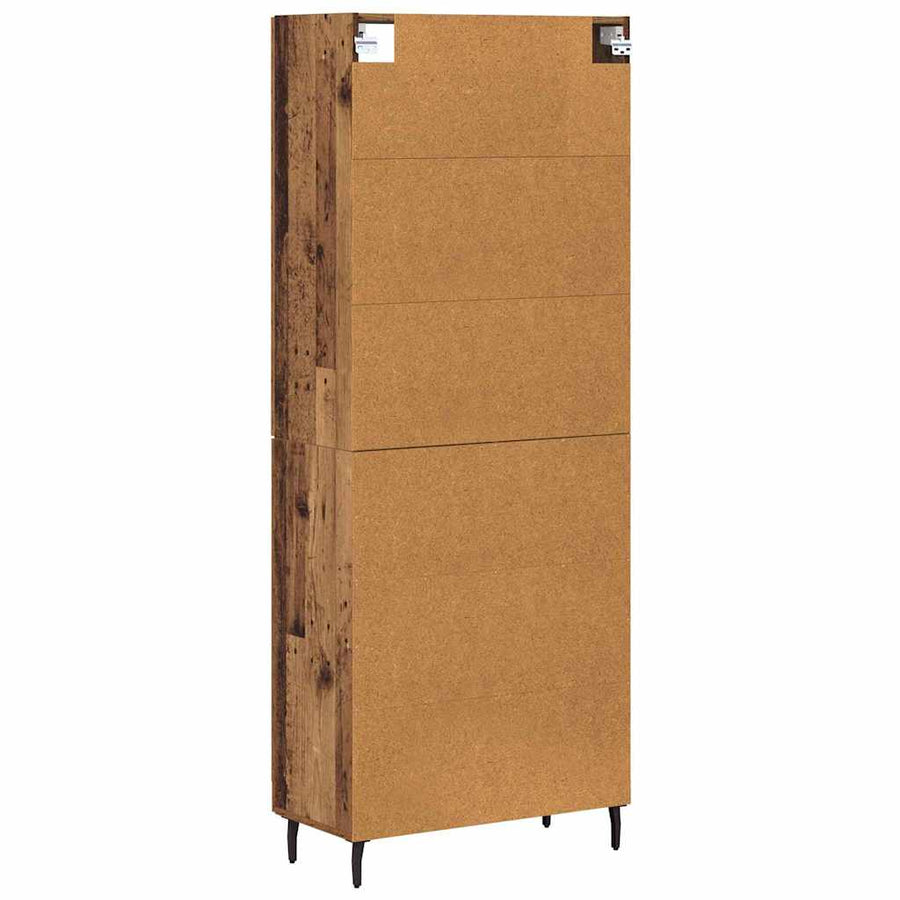 Hoge kast Oud hout 69,5 x 34 x 180 cm Bewerkt hout
