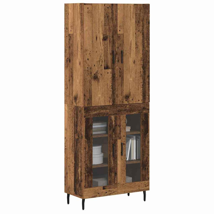 Hoge kast Oud hout 69,5 x 34 x 180 cm Bewerkt hout