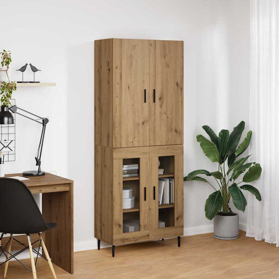 Hoge kast Oud Hout 69,5 x 34 x 180 cm Geengineerd Hout en Glas