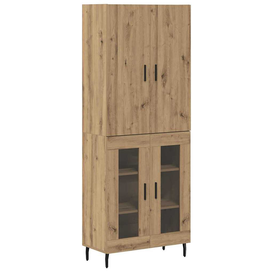 Hoge kast Oud Hout 69,5 x 34 x 180 cm Geengineerd Hout en Glas