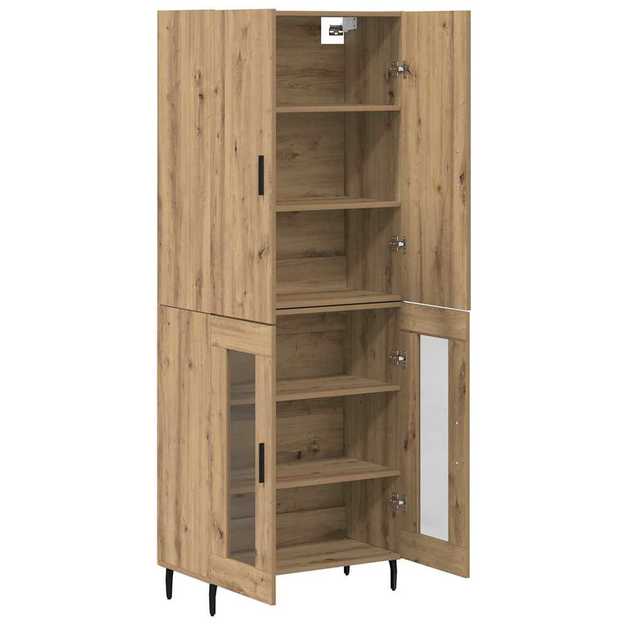 Hoge kast Oud Hout 69,5 x 34 x 180 cm Geengineerd Hout en Glas