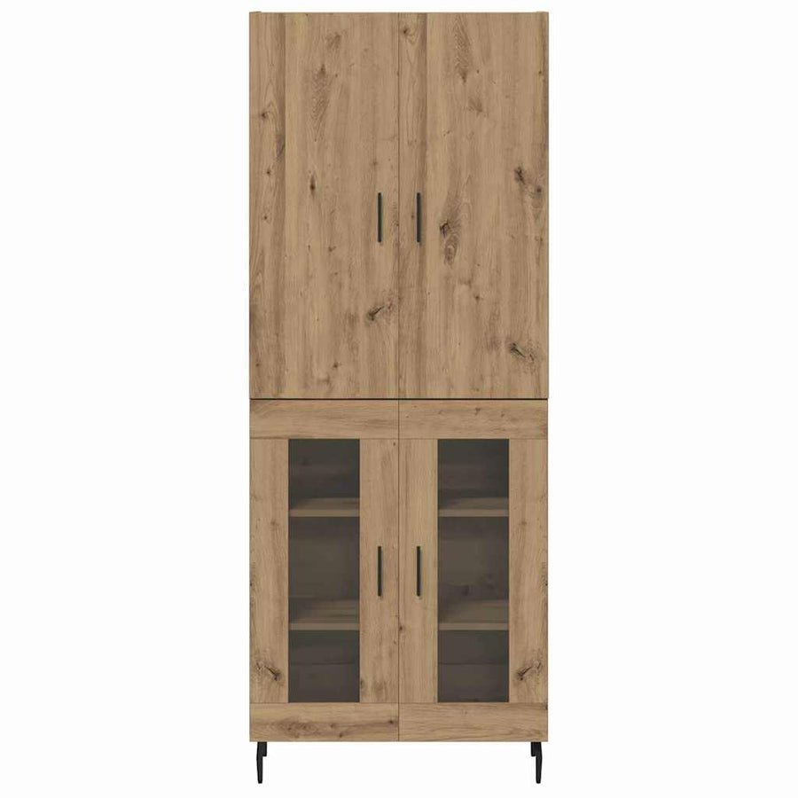 Hoge kast Oud Hout 69,5 x 34 x 180 cm Geengineerd Hout en Glas