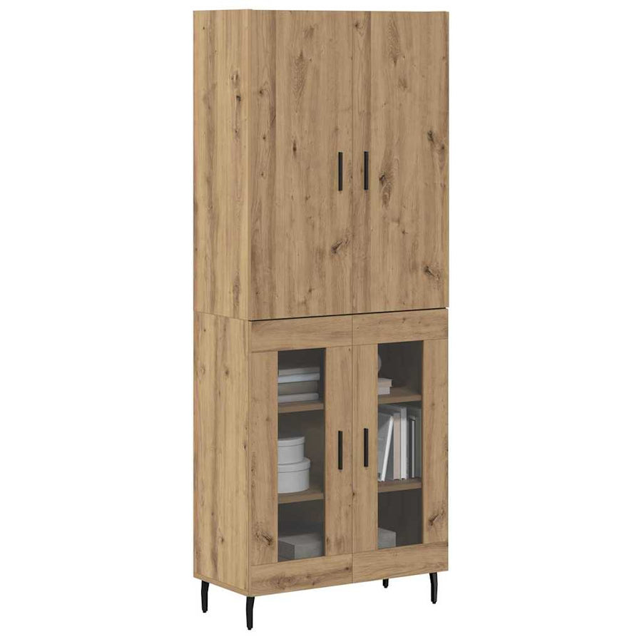 Hoge kast Oud Hout 69,5 x 34 x 180 cm Geengineerd Hout en Glas