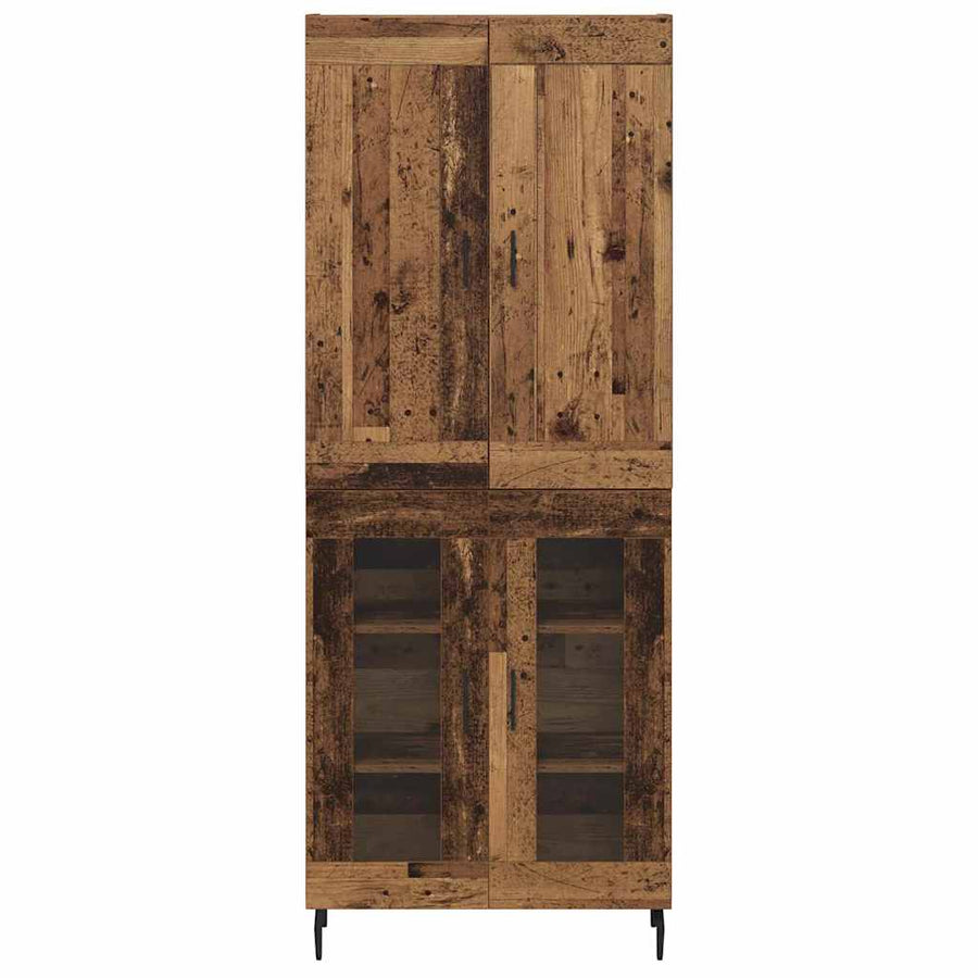 Hoge kast 2 pcs Oud Hout Geengineerd Hout en Glas