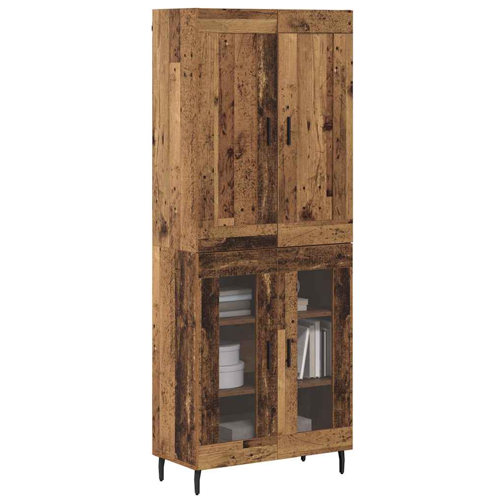 Hoge kast 2 pcs Oud Hout Geengineerd Hout en Glas