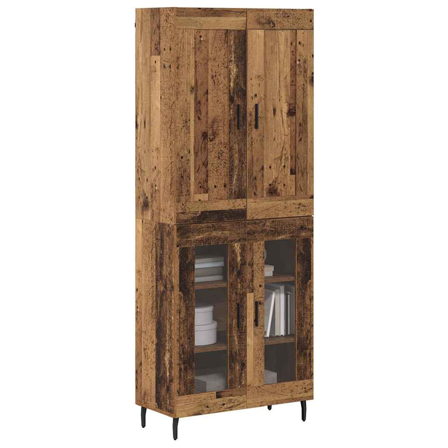 Hoge kast 2 pcs Oud Hout Geengineerd Hout en Glas