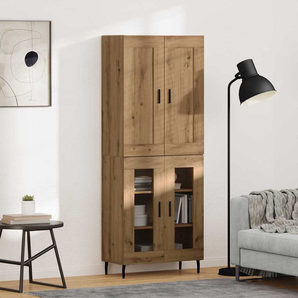 Hoge kast 2 pcs Artisan Eiken Geengineerd Hout en Glas