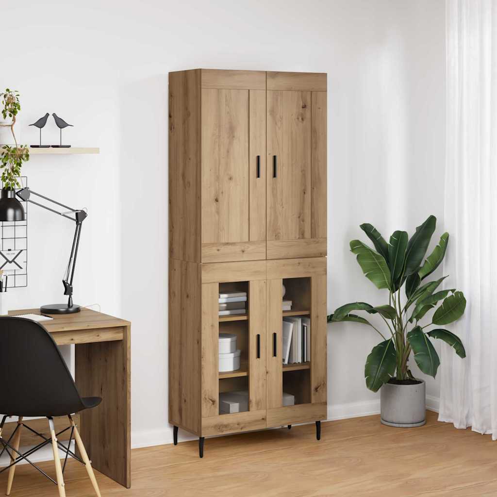Hoge kast 2 pcs Artisan Eiken Geengineerd Hout en Glas
