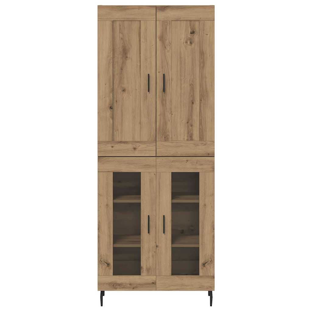 Hoge kast 2 pcs Artisan Eiken Geengineerd Hout en Glas