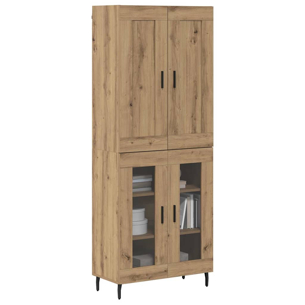 Hoge kast 2 pcs Artisan Eiken Geengineerd Hout en Glas