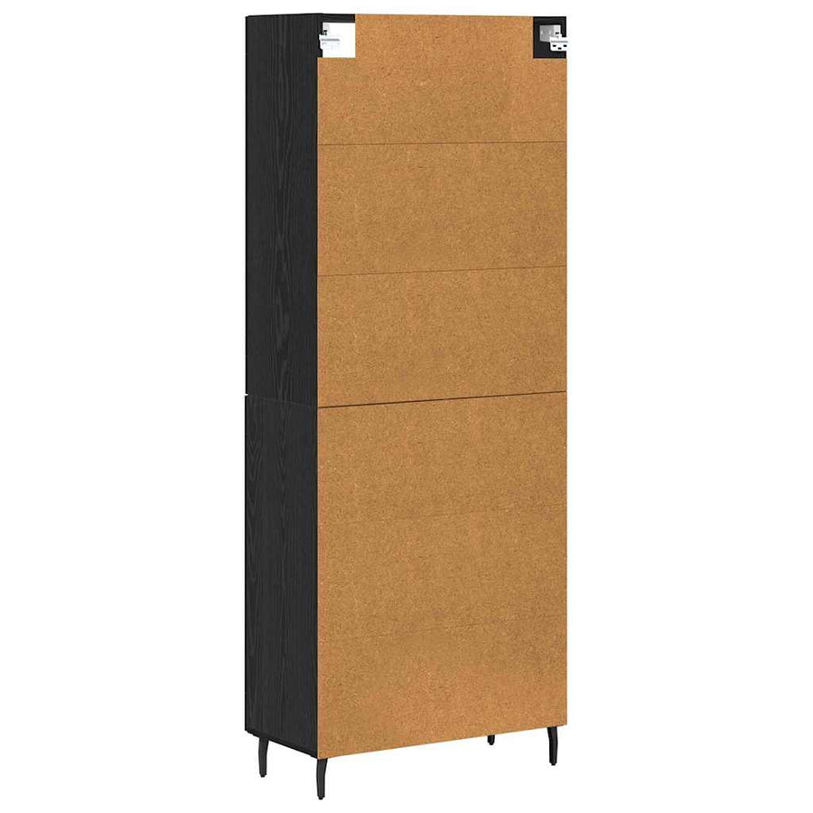 Hoge kast 2 pcs Zwart Eiken Geengineerd Hout en Glas