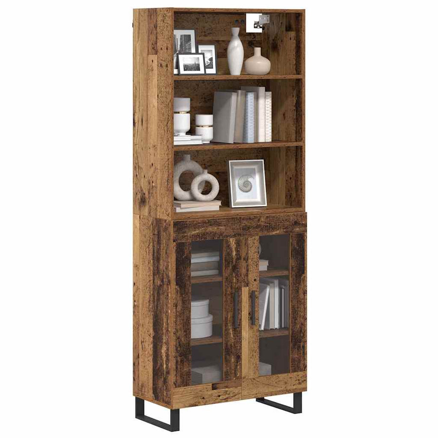 Hoge kast Oudhout 69,5 x 34 x 180 cm Bewerkt hout