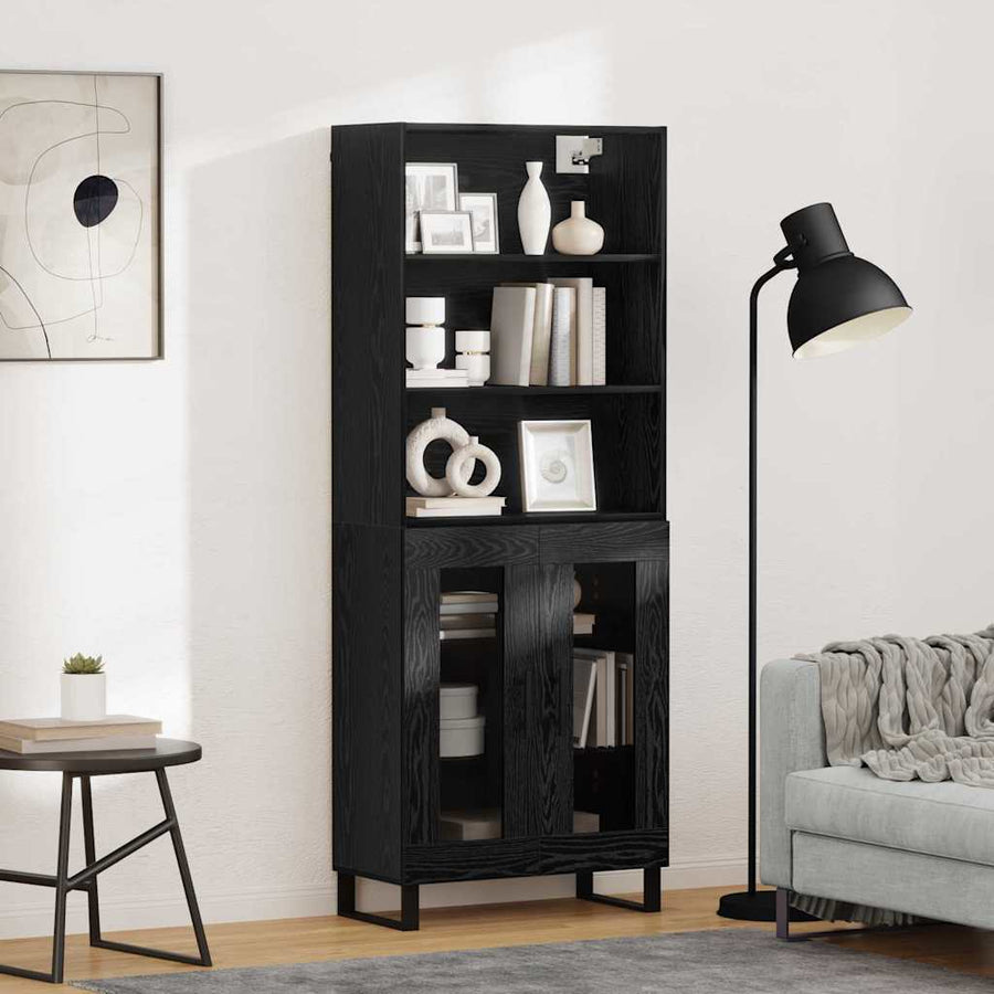 Hoge kast Zwart Eiken 69,5 x 34 x 180 cm Bewerkt hout