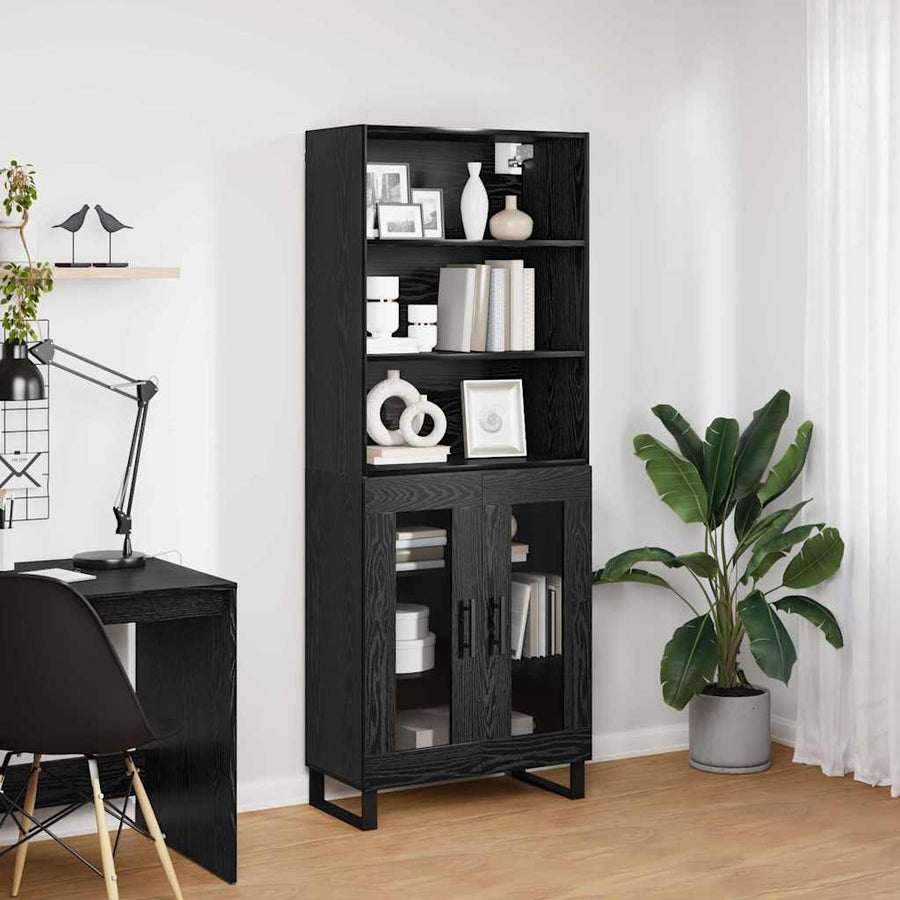 Hoge kast Zwart Eiken 69,5 x 34 x 180 cm Bewerkt hout