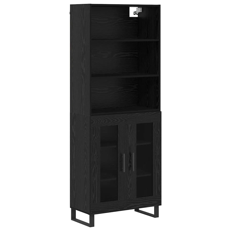Hoge kast Zwart Eiken 69,5 x 34 x 180 cm Bewerkt hout