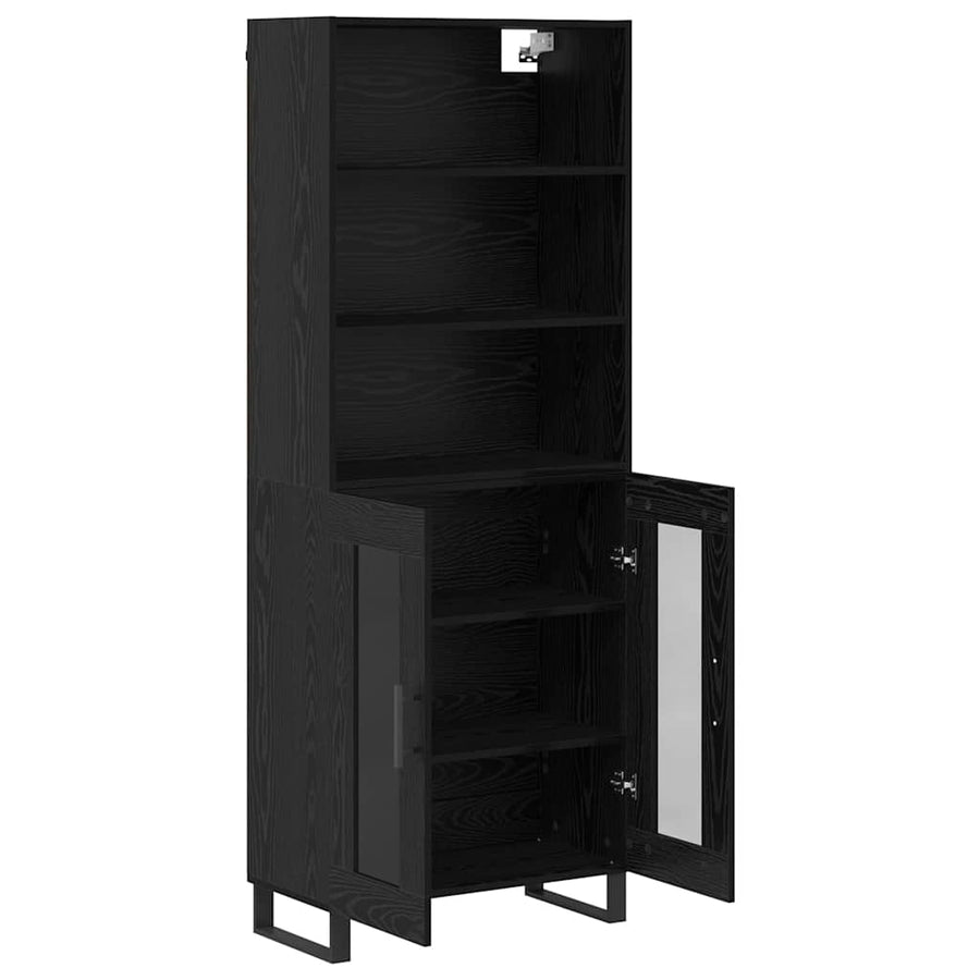 Hoge kast Zwart Eiken 69,5 x 34 x 180 cm Bewerkt hout