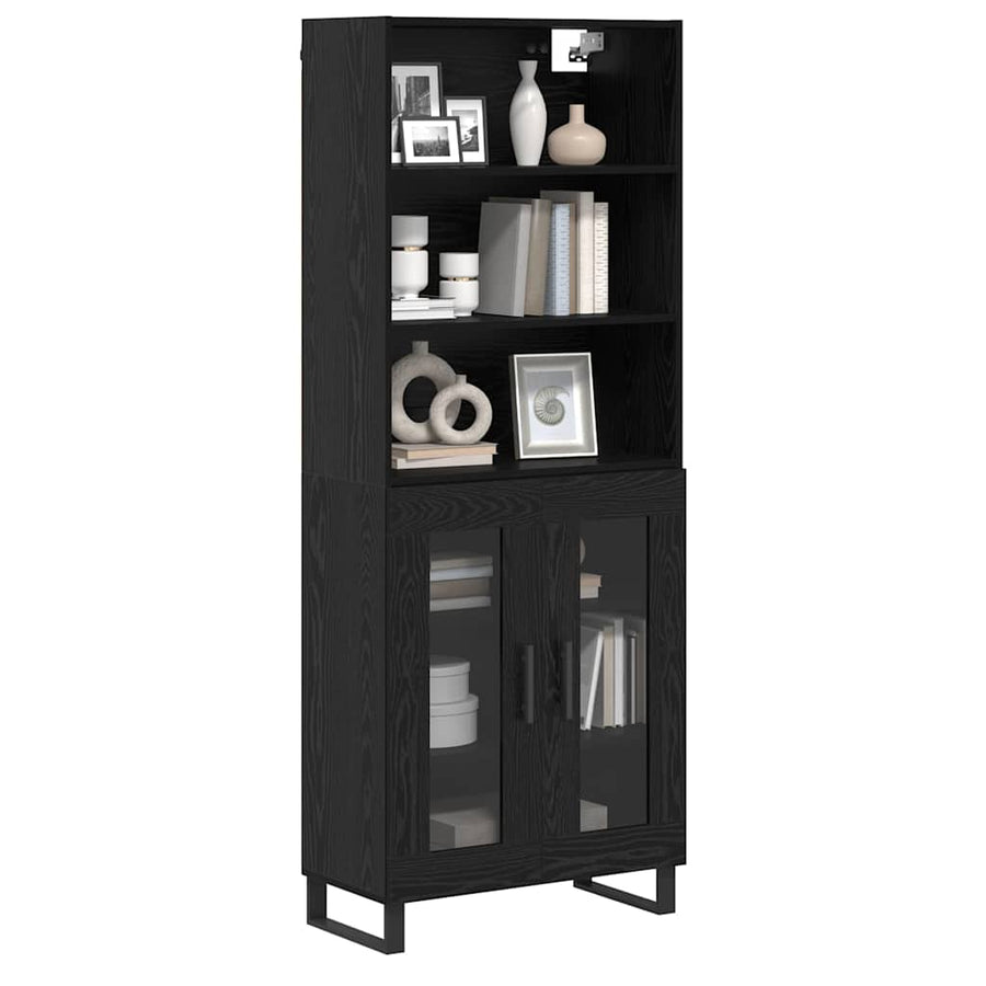 Hoge kast Zwart Eiken 69,5 x 34 x 180 cm Bewerkt hout