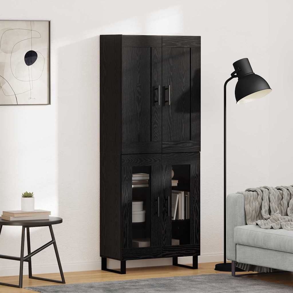 Hoge kast Zwart Eiken 69,5 x 34 x 180 cm Bewerkt hout