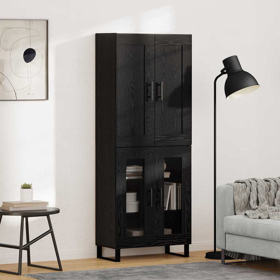 Hoge kast Zwart Eiken 69,5 x 34 x 180 cm Bewerkt hout