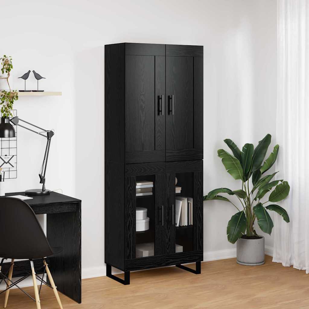Hoge kast Zwart Eiken 69,5 x 34 x 180 cm Bewerkt hout