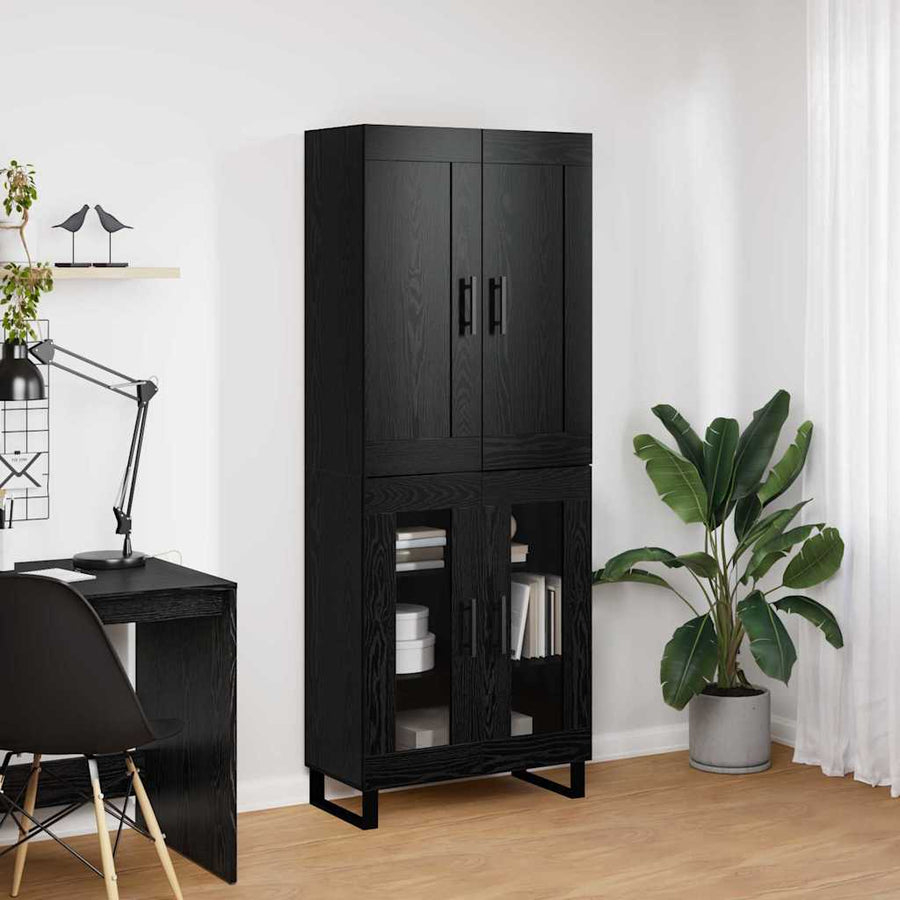 Hoge kast Zwart Eiken 69,5 x 34 x 180 cm Bewerkt hout