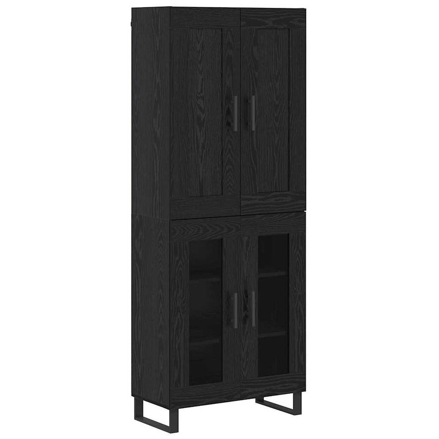 Hoge kast Zwart Eiken 69,5 x 34 x 180 cm Bewerkt hout