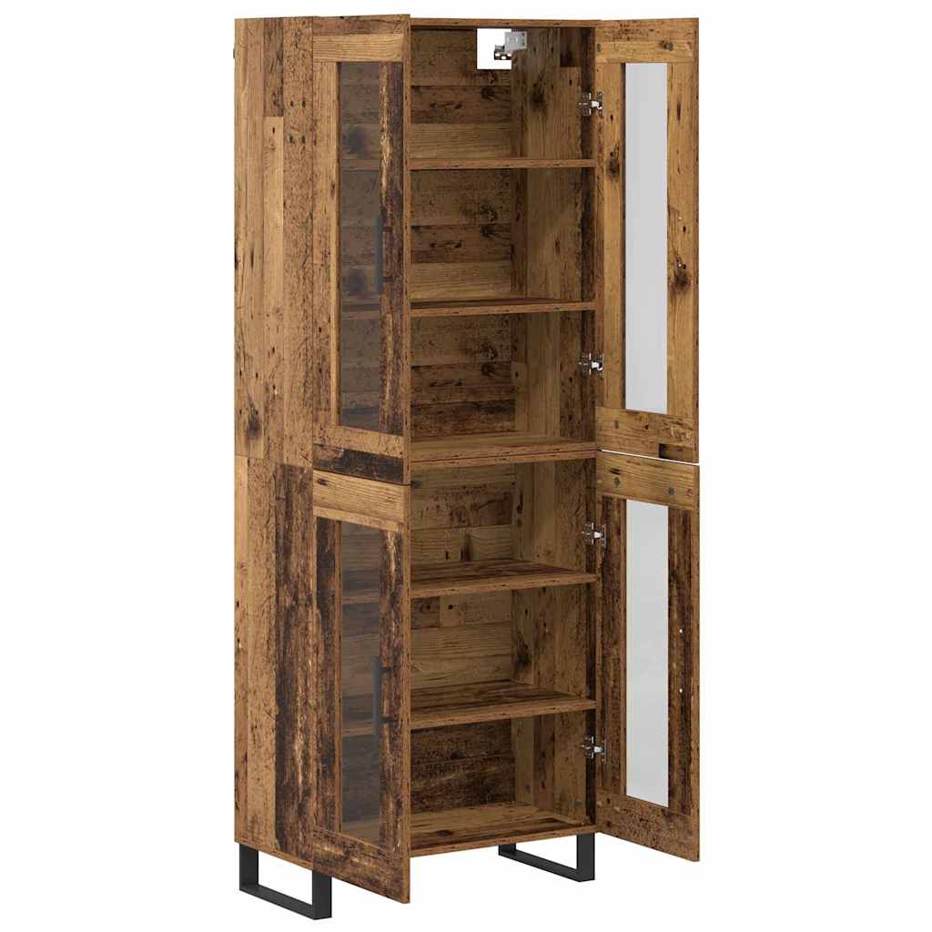 Hoge kast 2 pcs Oud Hout Geengineerd Hout en Glas