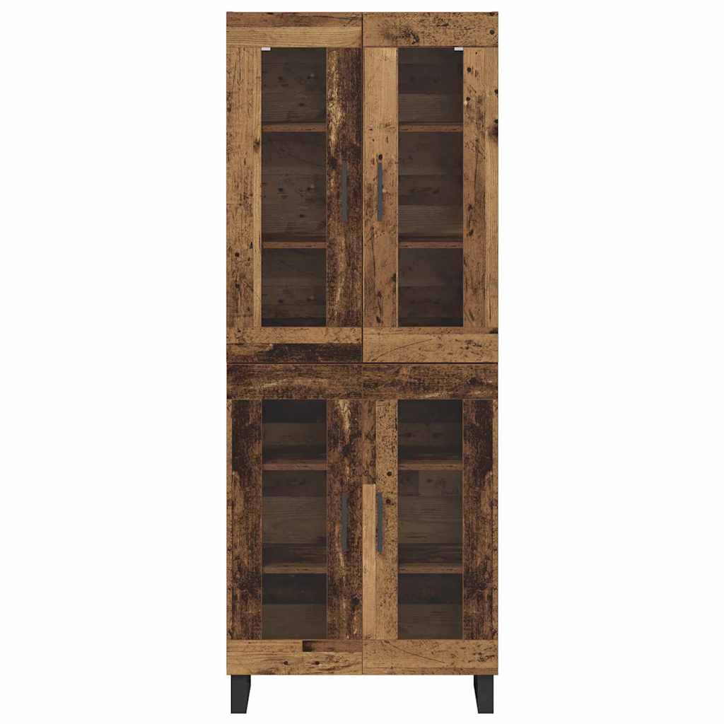 Hoge kast 2 pcs Oud Hout Geengineerd Hout en Glas
