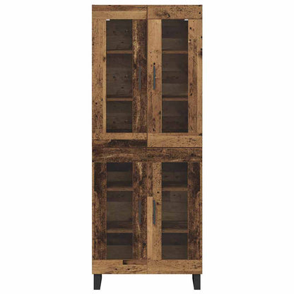 Hoge kast 2 pcs Oud Hout Geengineerd Hout en Glas