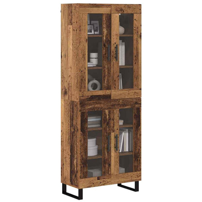 Hoge kast 2 pcs Oud Hout Geengineerd Hout en Glas