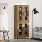 Tall Cabinet 2 pcs Engineered Wood and Glass Artisan Oak
