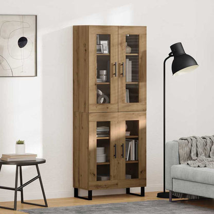 Hoge kast 2 pcs Artisan Eiken Geengineerd Hout en Glas
