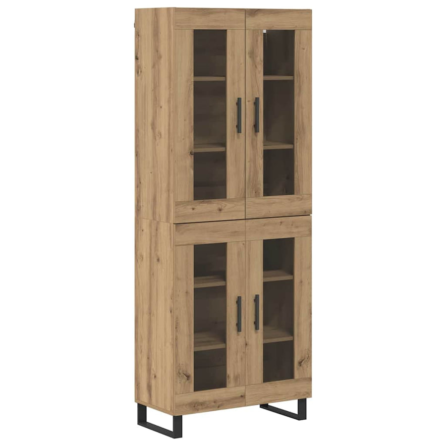 Hoge kast 2 pcs Artisan Eiken Geengineerd Hout en Glas