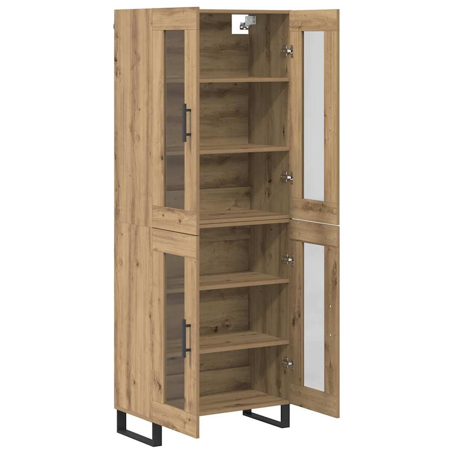 Hoge kast 2 pcs Artisan Eiken Geengineerd Hout en Glas