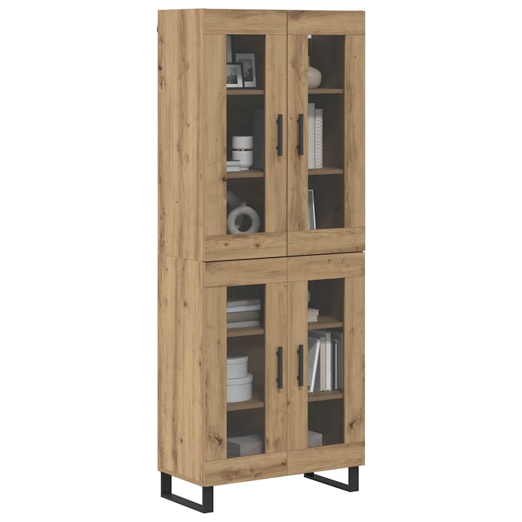 Hoge kast 2 pcs Artisan Eiken Geengineerd Hout en Glas